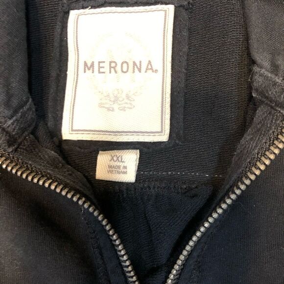 Merona zip up light weight black jogging Jacket Black xxl - Picture 4 of 5